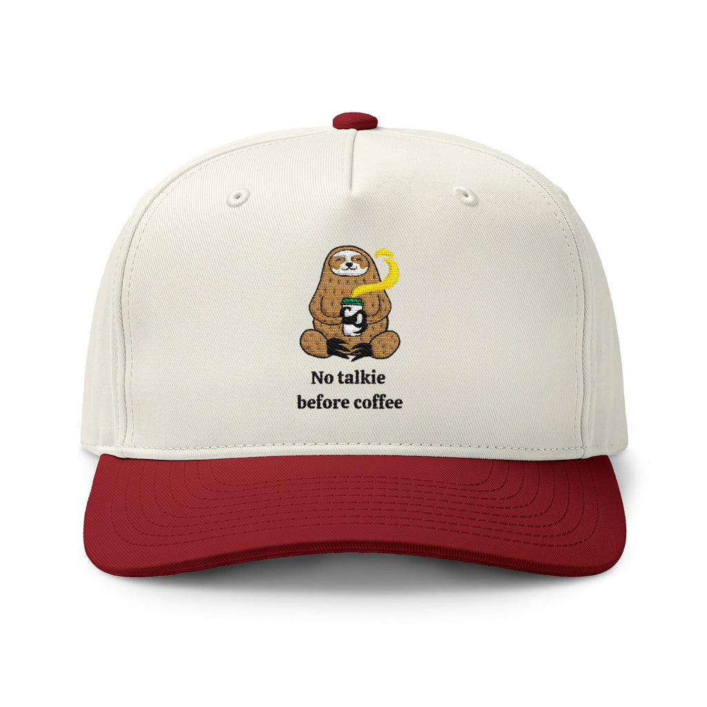 No Talkie Before Coffee Sloth Embroidered Two-Tone Hat