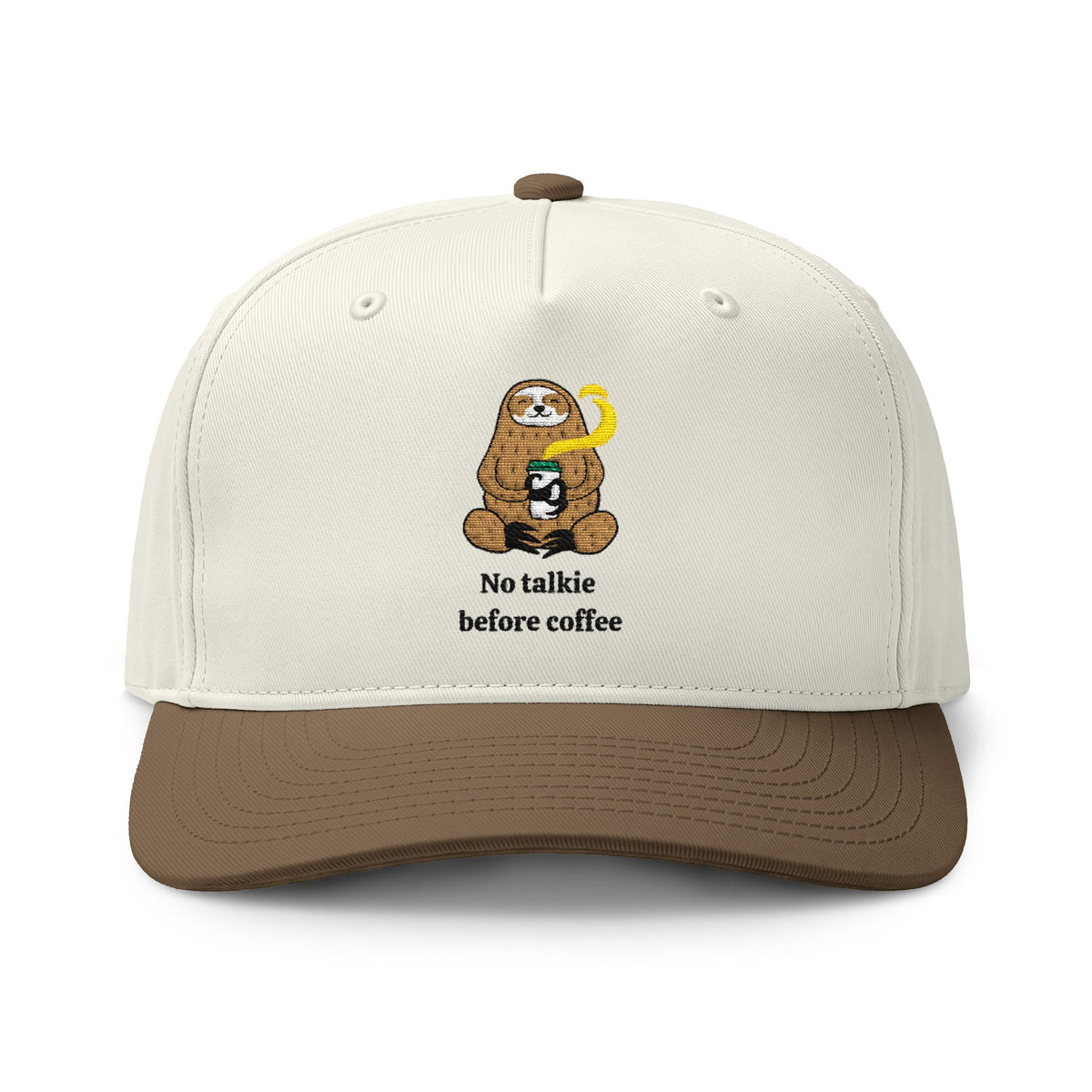 No Talkie Before Coffee Sloth Embroidered Two-Tone Hat