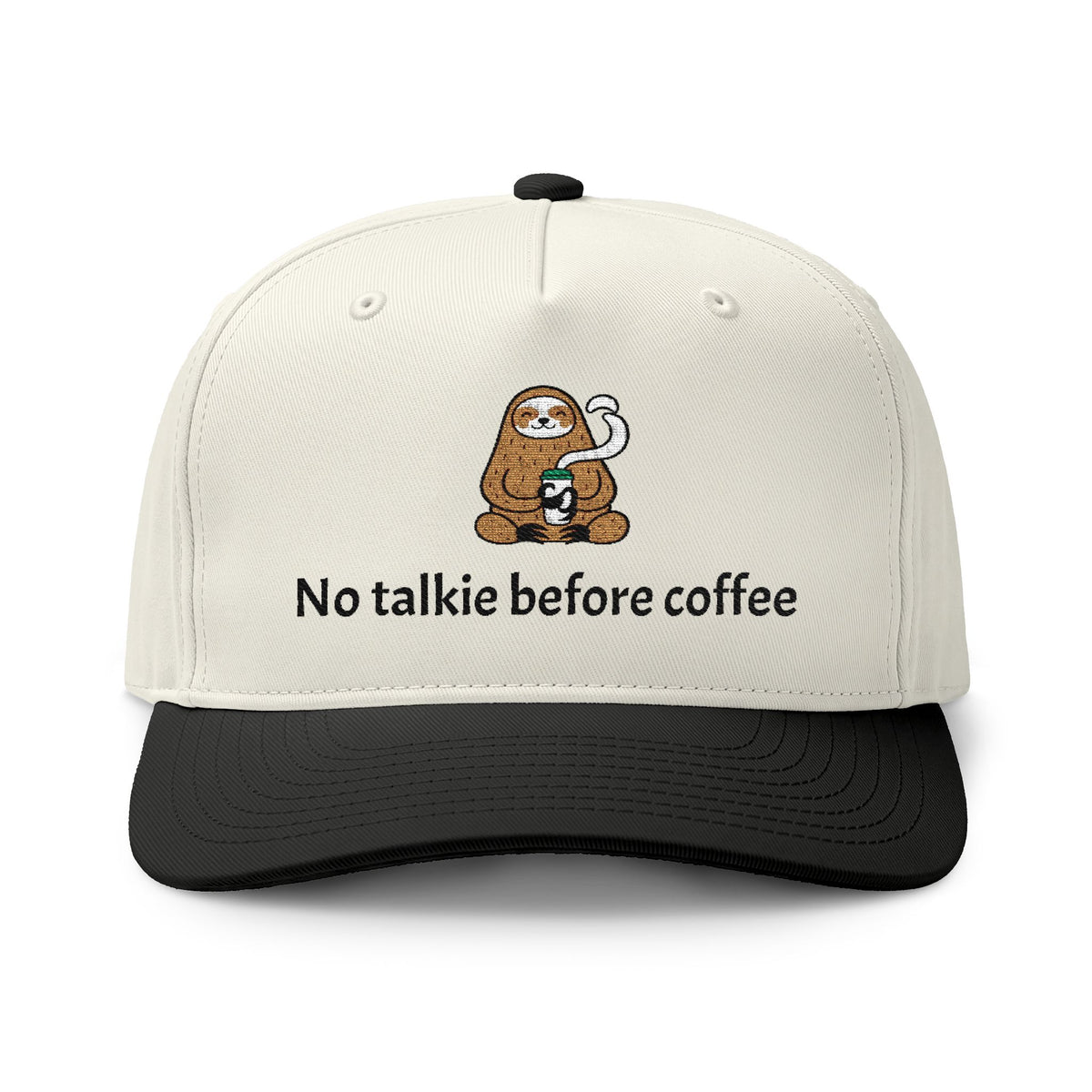 No Talkie Before Coffee Sloth Embroidered Two-Tone Hat