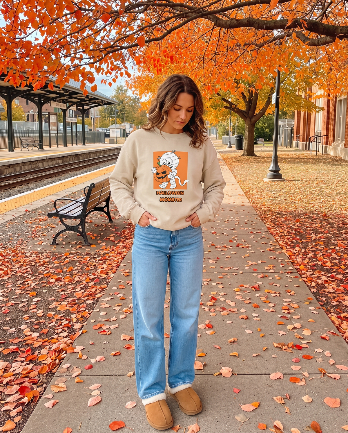 Pumpkin Momster - Halloween Crewneck Sweatshirt