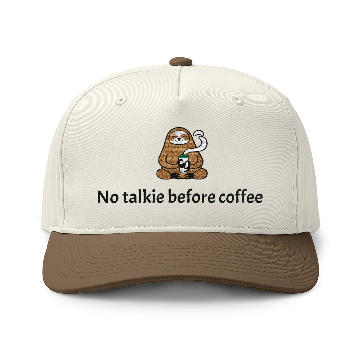 No Talkie Before Coffee Sloth Embroidered Two-Tone Hat