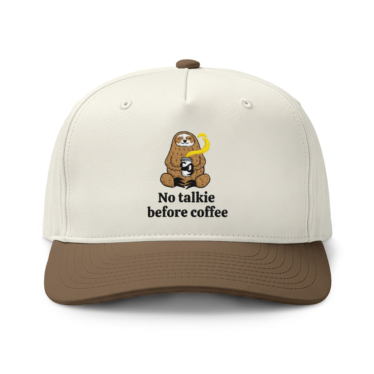 No Talkie Before Coffee Sloth Embroidered Two-Tone Hat
