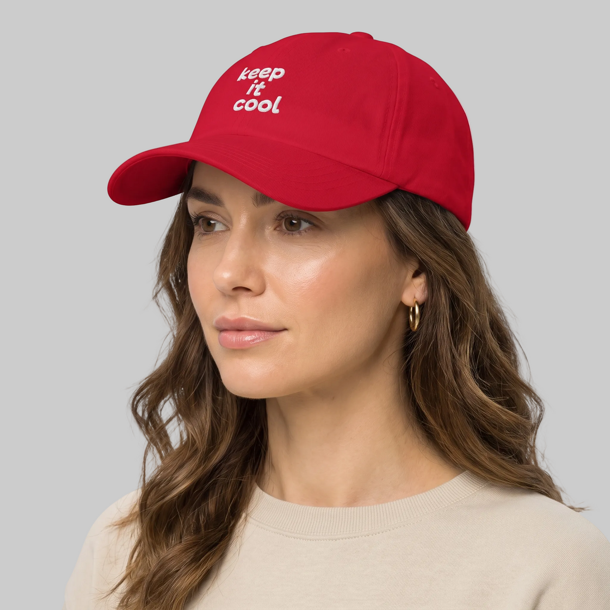Dad Cap - "keep it cool" Embroidered Red Baseball Hat